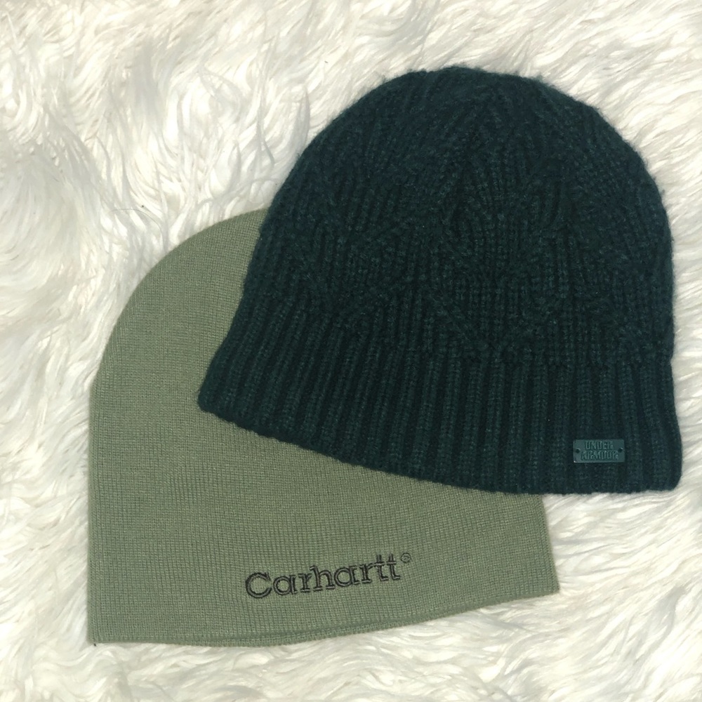 Carharttt and Under Armour hats.